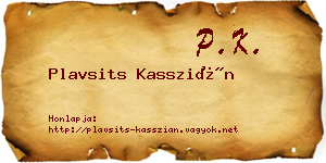 Plavsits Kasszián névjegykártya